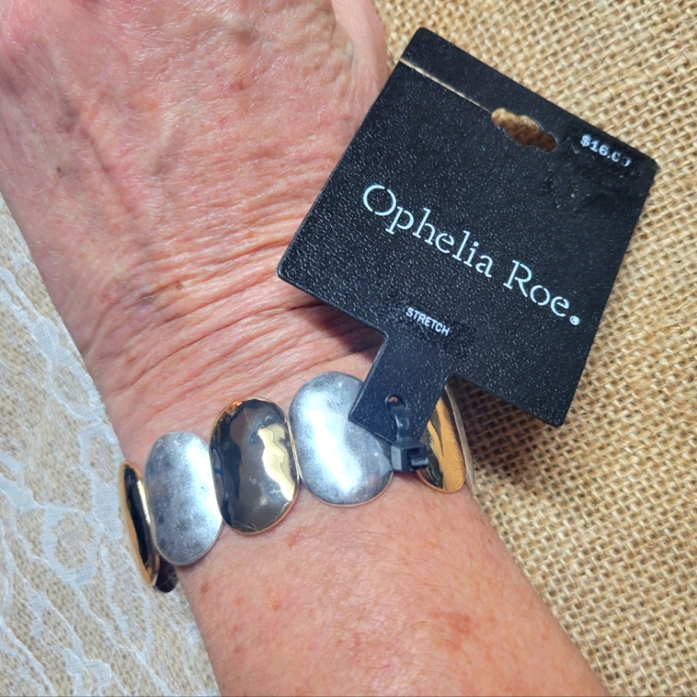 Ophelia Roe tri tone metal stretchy bracelet